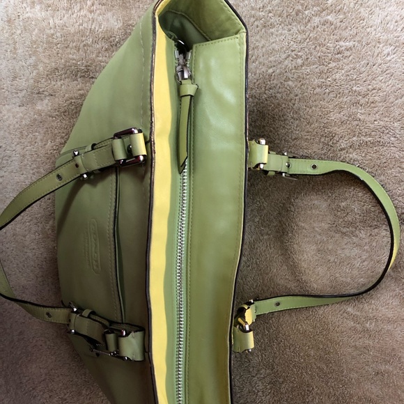 Large lime green Coach purse - Picture 7 of 8